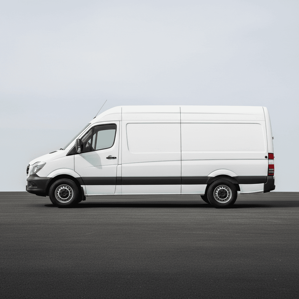 Clean cargo van profile showing excellent condition and professional appearance